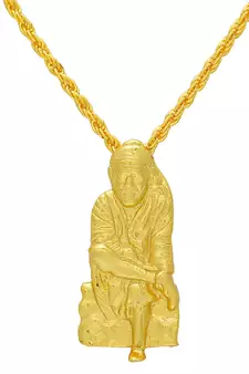 Brass Goldplated Cute and small Shirdi Saibaba chain Pendant