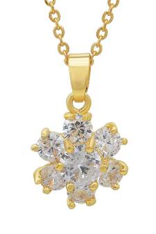 Gold plated CZ studded flower shaped stylish Fashion pendant