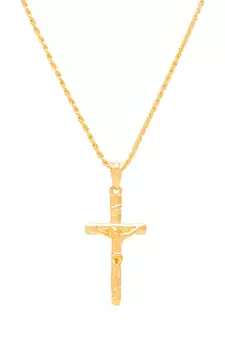 Antique Brass Cross Pendant with Chain