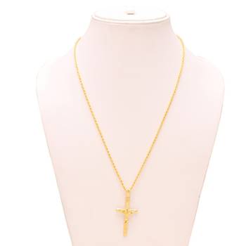 Antique Brass Cross Pendant with Chain 3