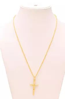 Antique Brass Cross Pendant with Chain