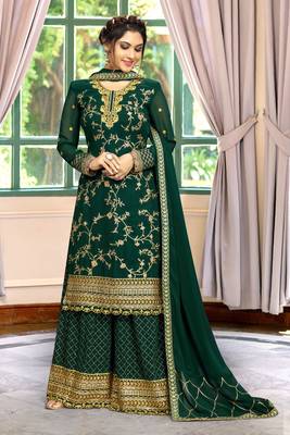 Trendmalls Georgette Embroidered Party Wear Kurta Pant with Dupatta Salwar Suit Set 3