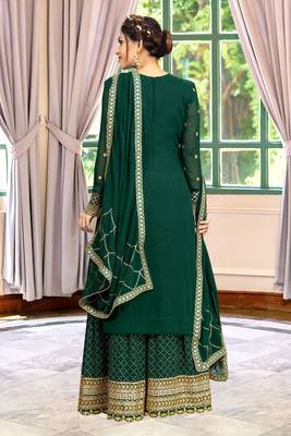 Trendmalls Georgette Embroidered Party Wear Kurta Pant with Dupatta Salwar Suit Set 4