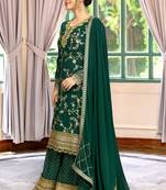 Trendmalls Georgette Embroidered Party Wear Kurta Pant with Dupatta Salwar Suit Set