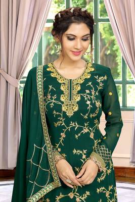 Trendmalls Georgette Embroidered Party Wear Kurta Pant with Dupatta Salwar Suit Set 7