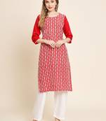 Ethnic motifs embroidered Round neck Three-quarter, regular sleeves Straight shape style Sequinned detail Knee length