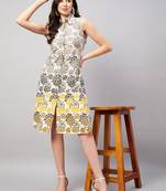Beige printed cotton short-dresses