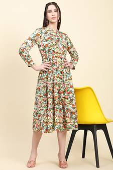 Black printed viscose rayon short-dresses