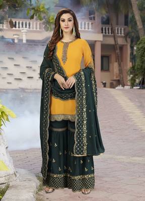 Georgette Embroided Kurta set with Dupatta Salwar Kameez set of 3 pieces 1