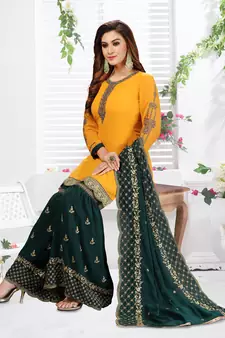 Trendmalls Georgette Embroided Kurta set with Dupatta Salwar Kameez set of 3 pieces