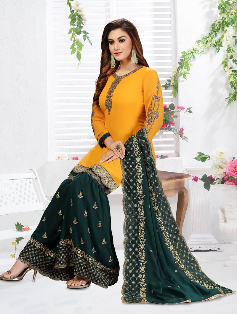 Georgette Embroided Kurta set with Dupatta Salwar Kameez set of 3 pieces