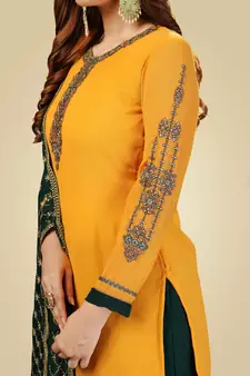 Trendmalls Georgette Embroided Kurta set with Dupatta Salwar Kameez set of 3 pieces