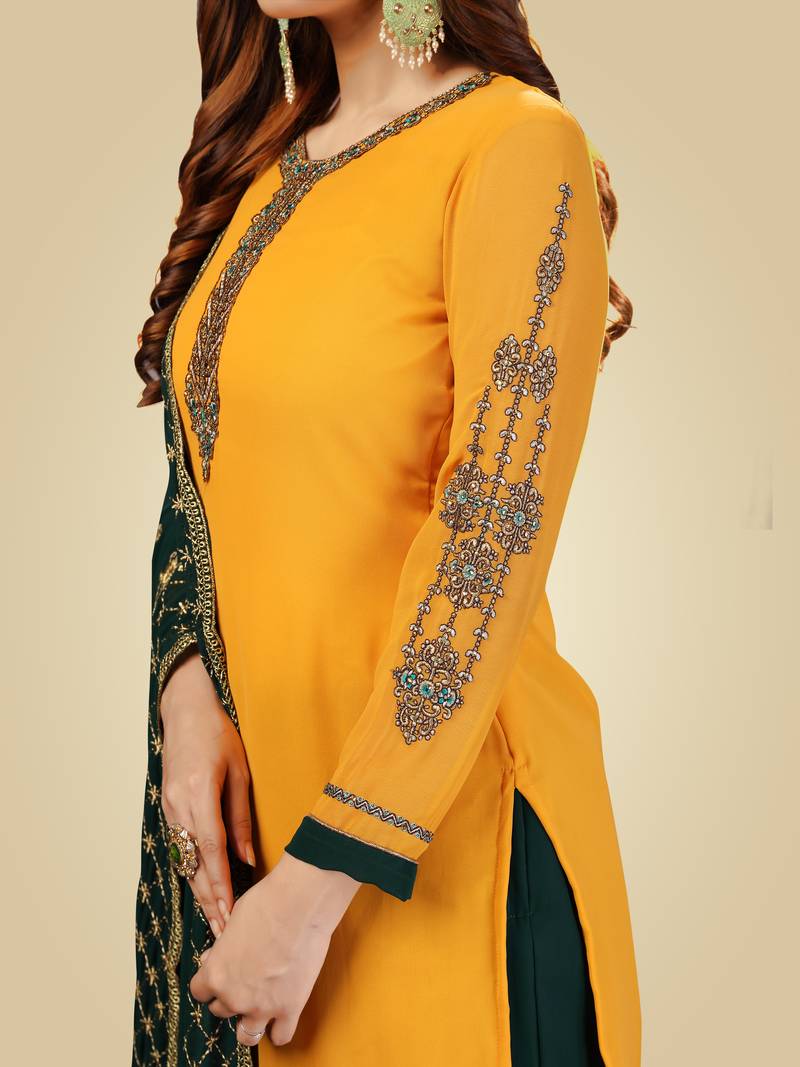 Georgette Embroided Kurta set with Dupatta Salwar Kameez set of 3 pieces