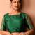 Green Boat Neck Raw Silk Hand Embroidered Blouse