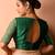 Green Boat Neck Raw Silk Hand Embroidered Blouse
