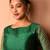 Green Boat Neck Raw Silk Hand Embroidered Blouse