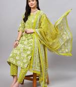 Green printed cotton salwar