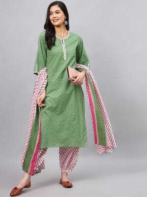 Green printed cotton salwar 2