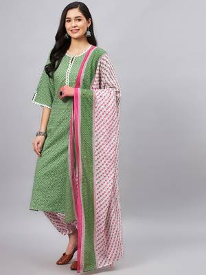 Green printed cotton salwar 3