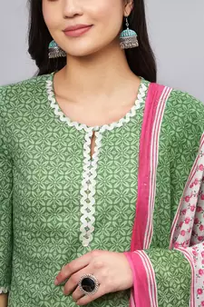 Green printed cotton salwar
