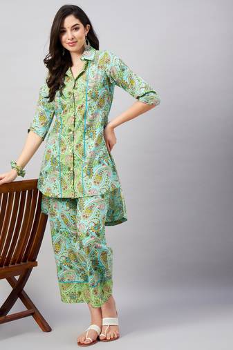 Green printed pure cotton salwar
