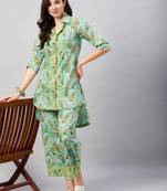 Green printed pure cotton salwar
