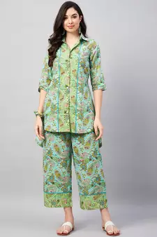 Green printed pure cotton salwar
