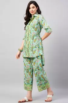 Green printed pure cotton salwar