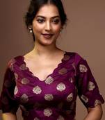 Purple Silk Brocade Designer Blouse