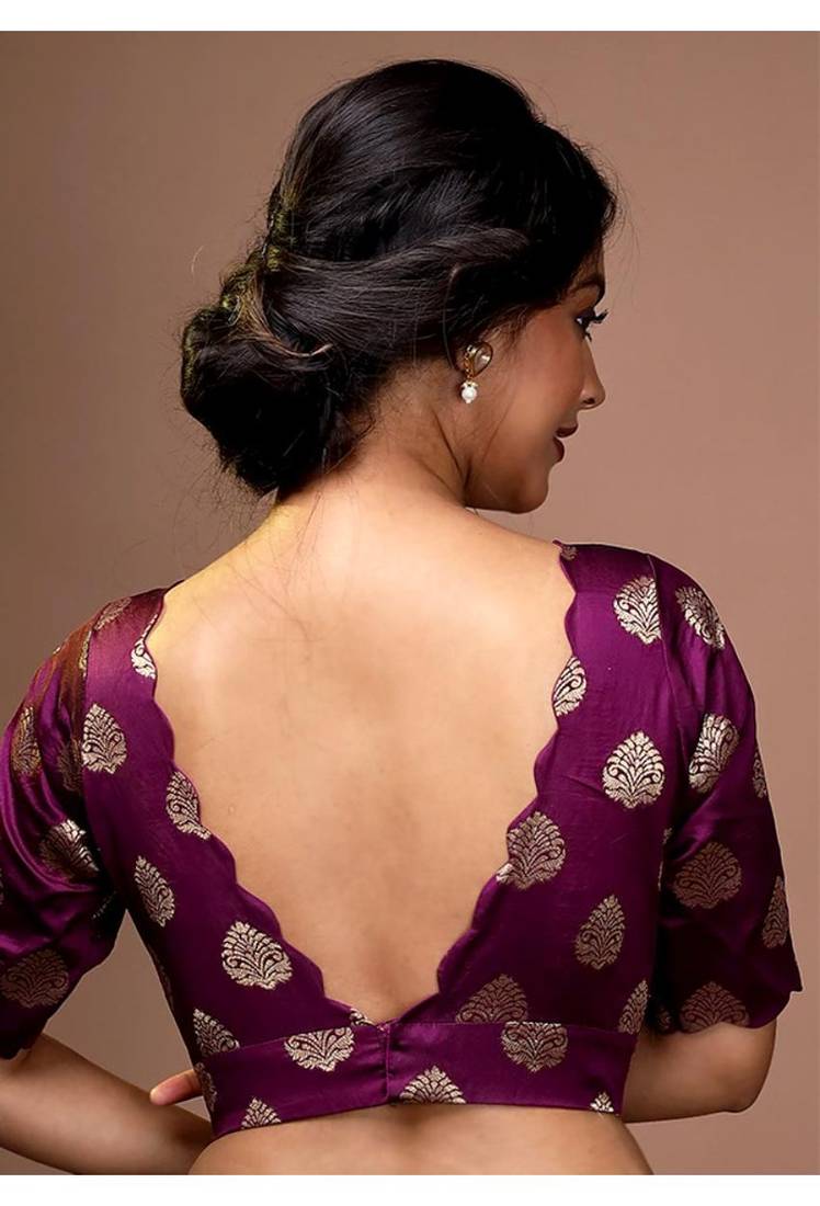 Purple Silk Brocade Designer Blouse