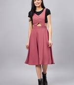 Pink plain polyester short-dresses