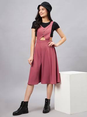Pink plain polyester short-dresses 2
