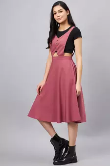 Pink plain polyester short-dresses