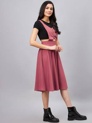 Pink plain polyester short-dresses 4