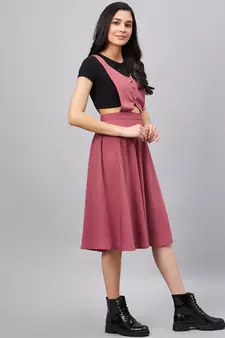 Pink plain polyester short-dresses
