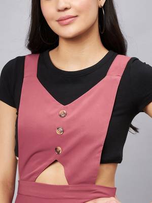 Pink plain polyester short-dresses 5