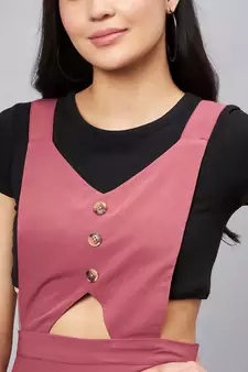 Pink plain polyester short-dresses
