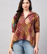 Maroon printed cotton tunics