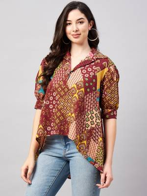 Maroon printed cotton tunics 3