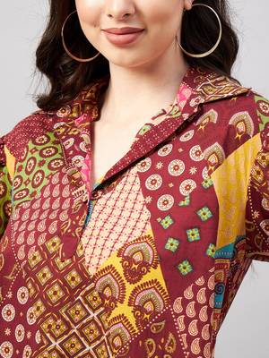 Maroon printed cotton tunics 5
