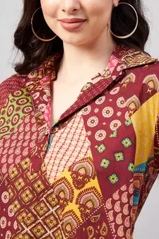 Maroon printed cotton tunics