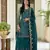 Trendmalls Trendy Designer Dark Aqua Blue Net Embroidered Salwar Suit with Dupatta Fully Stitched