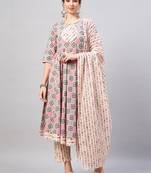 Beige printed cotton salwar