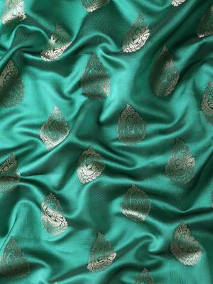 SWATIKA Green silk blend Traditional banarasi silk Women's  Saree With Blouse piece 5