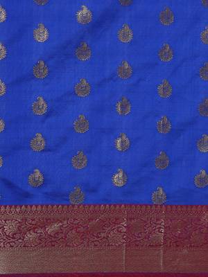SWATIKA Blue silk blend Traditional banarasi silk Women's  Saree With Blouse piece 4