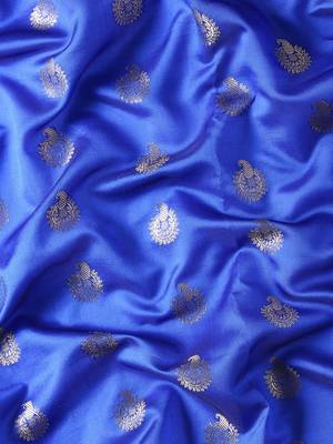 SWATIKA Blue silk blend Traditional banarasi silk Women's  Saree With Blouse piece 6