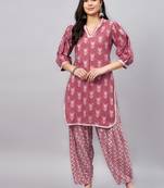 Pink printed cotton salwar