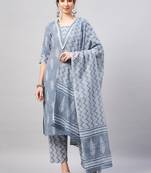 Grey printed cotton salwar