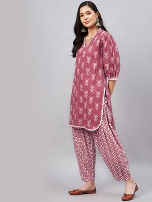 Pink printed cotton salwar 3
