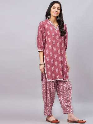 Pink printed cotton salwar 4